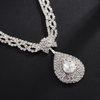 Women Shiny Rhinestone Design Drop Shape Pendant Necklace Earrings Set