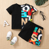 Children Kids Teenagers Fashion Boys Letter Dinosaur Print Short Sleeve T-Shirt And Shorts 2pcs Set