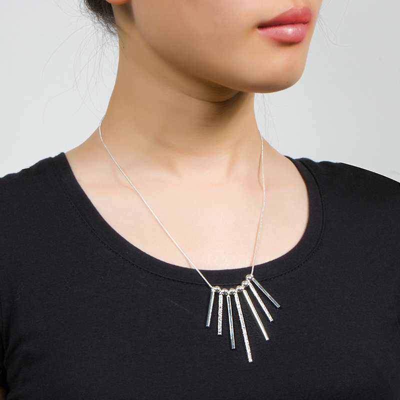 Fashion Lady High Quality 925 Silver Plated Tassel Pendant Necklace