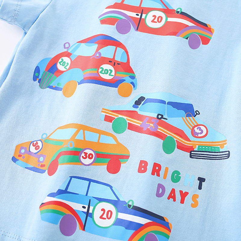 Children Kids Baby Fashion Boys Short Sleeve Cartoon Car Print T-Shirt