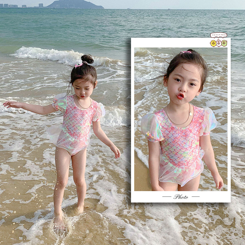 Children Kids Baby Fashion Girls Cute Mermaid Fish Scales Print Swimsuit