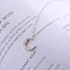 Irregular Moon Shaped Women Exquisite Zircon Decor 925 Silver Necklace