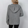 Women Casual Solid Color Hooded Single-Breasted Long Sleeve Knitted Cardigan Sweater