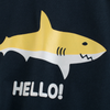 Boys Basic Round Neck Short Sleeve Cartoon Shark Letter Pattern T-Shirt