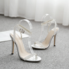 Plus Size Women Fashion Chain Transparent Sheer Strap High Heel Sandals