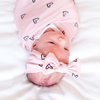 Baby Newborn Heart Print Swaddle Blanket And Headband 2pcs Set