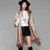 Bohemian Style Loose Pattern Vintage Stripes Print Knitted Cardigan With Tassel