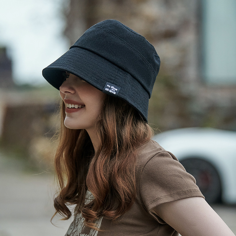 Women Fashion Solid Color Letter Embroidery Bucket Hat