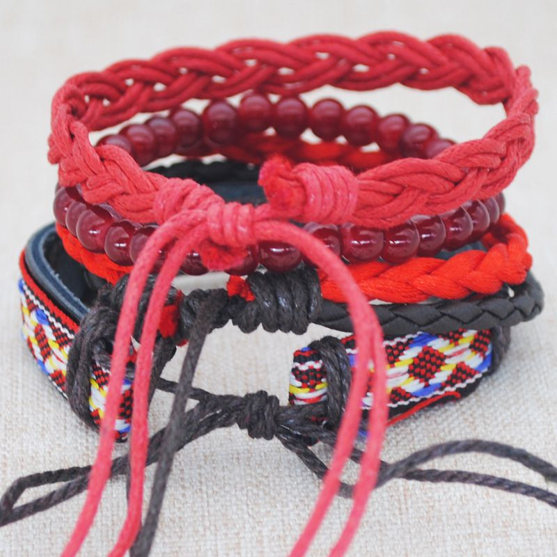 Retro Boho Women Multilayer Handmade Braided Woven Design Bracelets