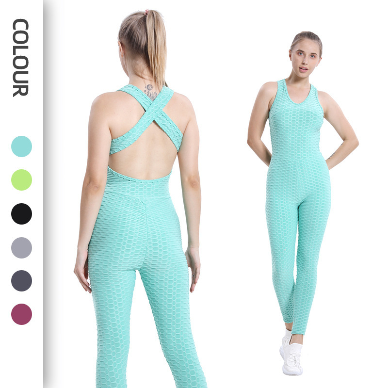 Women'S Sexy Back Fitness Exercise Hip Lifting Yoga Jumpsuit