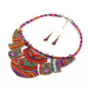 Women Fashion Exaggerated Retro Ethnic Tribal Resin Bead Earrings + Necklace 2-Piece Set