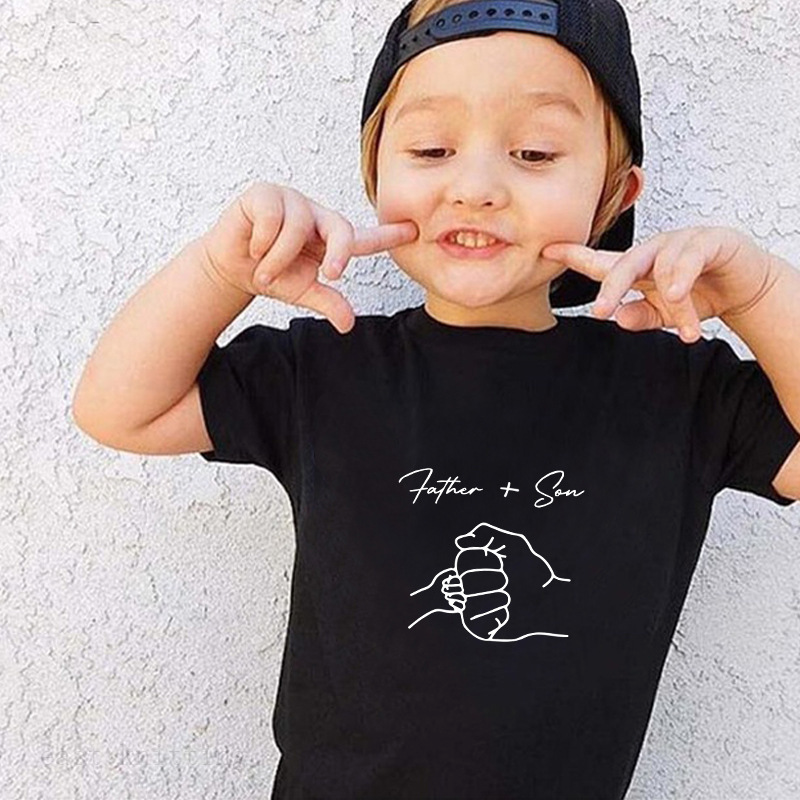 Kids Toddler Girls Boy Fashion Father+Son Crew Neck Short Sleeve High Five Graphic Top T-Shirt