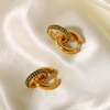 Women'S Fashion Gold Green Zirconium Micro Inlaid Oval Detachable Earrings