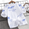 Wholesale Kids Boys Casual Round Neck Short Sleeve Letter All Over Print Loose T-Shirt