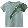 Boys Basic Round Neck Short-Sleeved Cartoon Crocodile Pattern T-Shirt