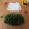 Children Kids Baby Fashion Girls Lace Mesh Top And Tutu Skirt 2pcs Set