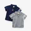 Kids Boys Basic Lapel Stripe Short Sleeve Polo Shirt Casual T-Shirt