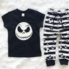 Kids Toddler Boy Fashion Skull Short Sleeve Stripe Pants Set