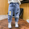 Kids Boys Casual Letter Pattern Elastic Denim Pants