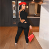 Women Solid Color One Shoulder Top And Cutout Pants Fashionable Casual Two-Piece Set