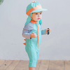 Kids Cute Cartoon Dinosaur Long Sleeve Swimwear With Cap