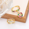 Women Fashion Personality Set Multicolor Zircon Heart Pendant Open Ring