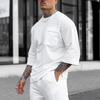 Men Casual Solid Color T-Shirt Trousers Loose Set