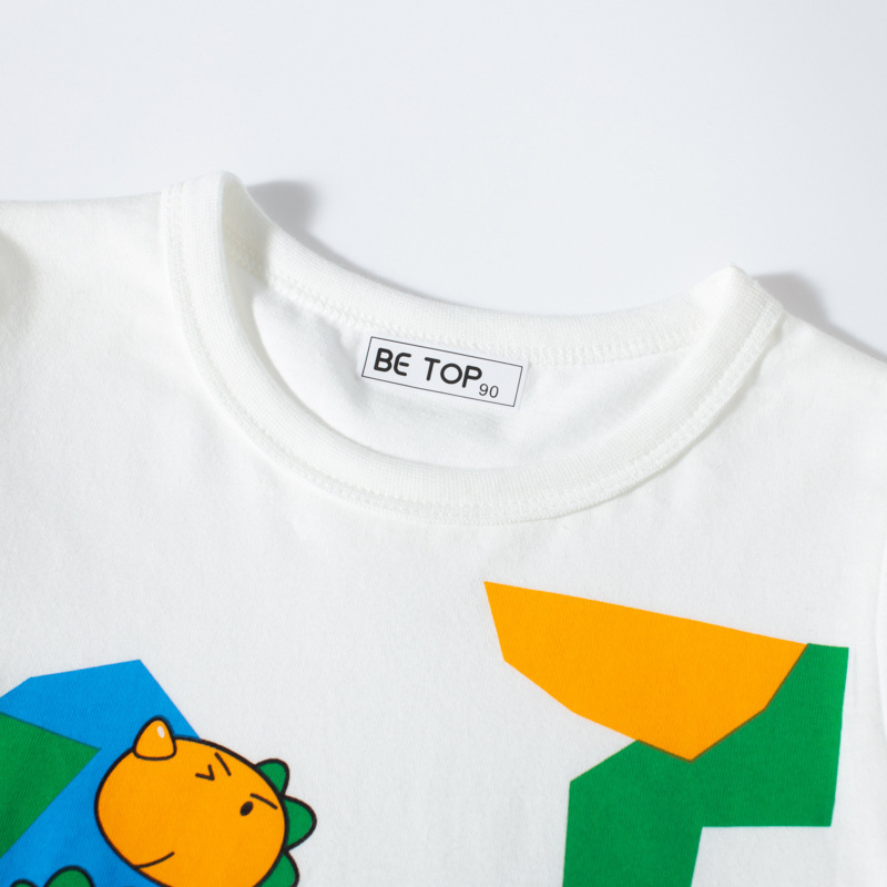 Kids Boys Cute Cartoon Dinosaur Round Neck Short Sleeve T-Shirt