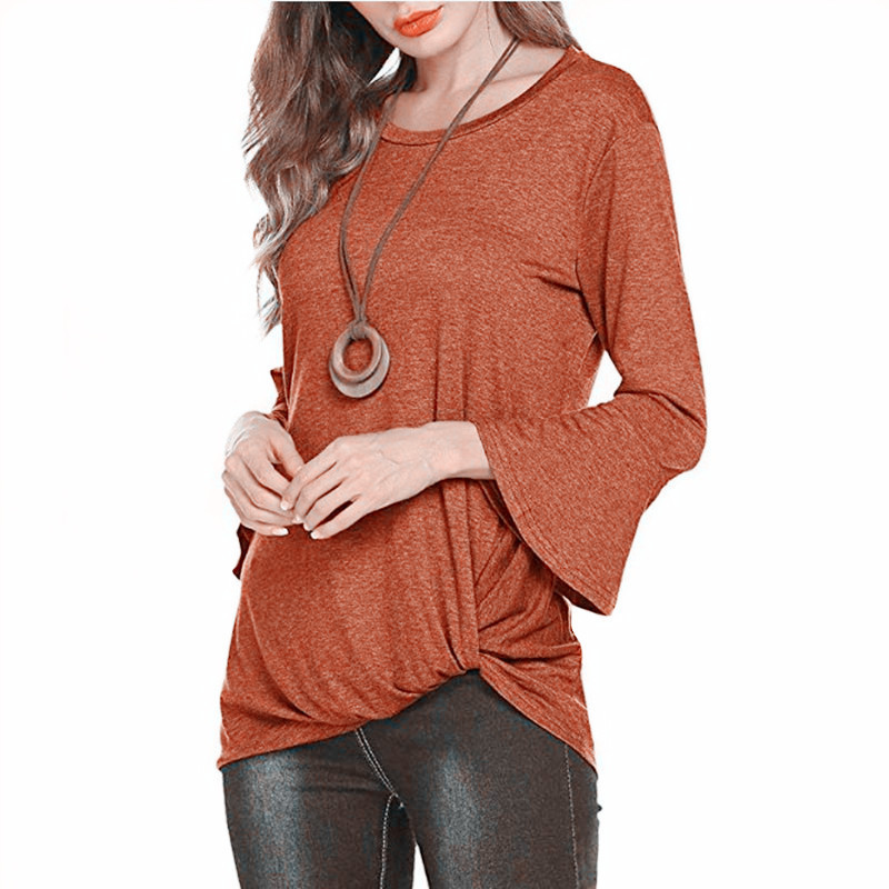 Women Casual Basic Crew Neck Irregular Hemline T-Shirt