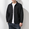 Men Casual Lapel Long Sleeve Loose Solid Color Denim Jacket