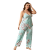 Ice Silk Pajamas Women Sexy Plus Size Backless Strap Fashion Floral Printed Homewear