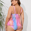 Plus Size Split Tie-Dye Gradient Color Women High Waist Swimsuit