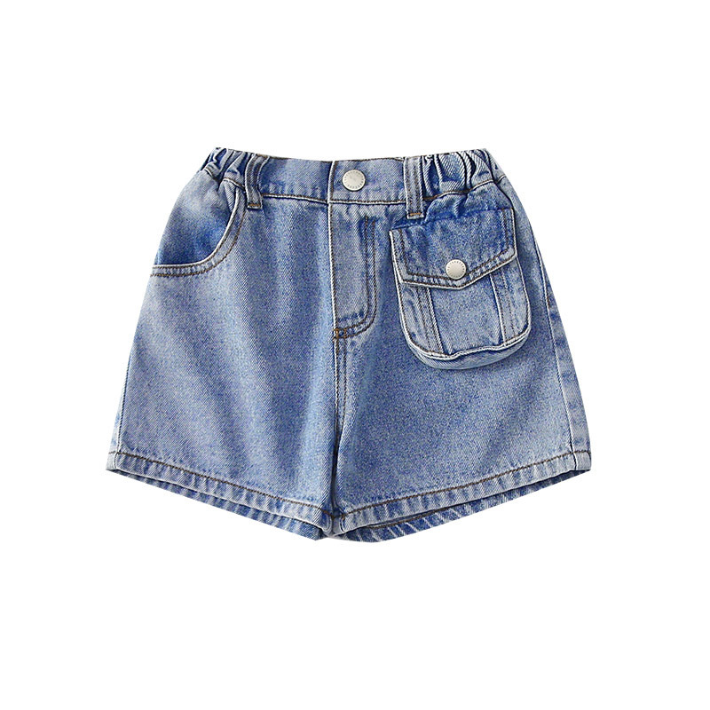 Kids Girls Casual Solid Color Pocket Basic Denim Shorts