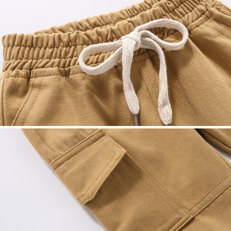 Boys Single Pocket Design Solid Color Casual Pants