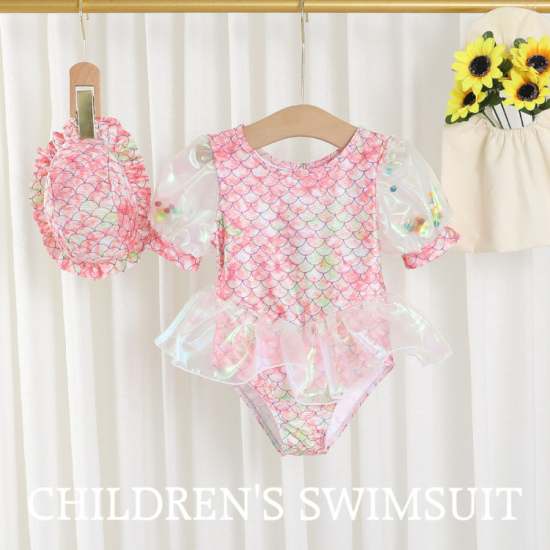 Children Kids Baby Fashion Girls Cute Mermaid Fish Scales Print Swimsuit