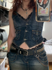 Women Fashion Vintage Slim Denim Vest