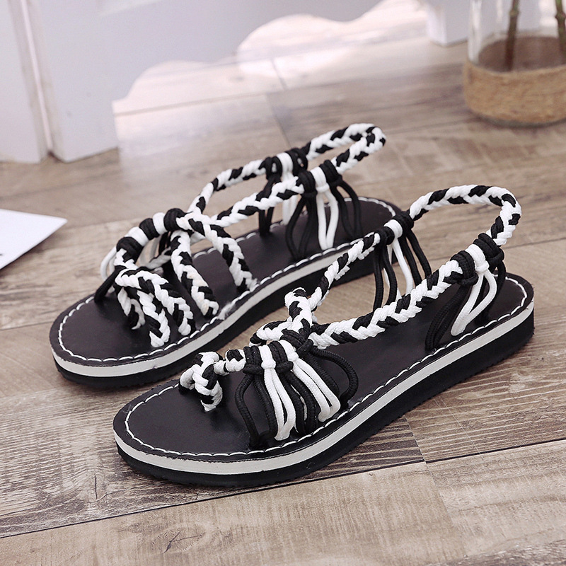 Plus Size Women Fashion Boho Flat Slip On Sandals