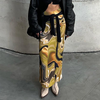 Women Fashion Casual High Waist Ruched Printed Wrap Skirt