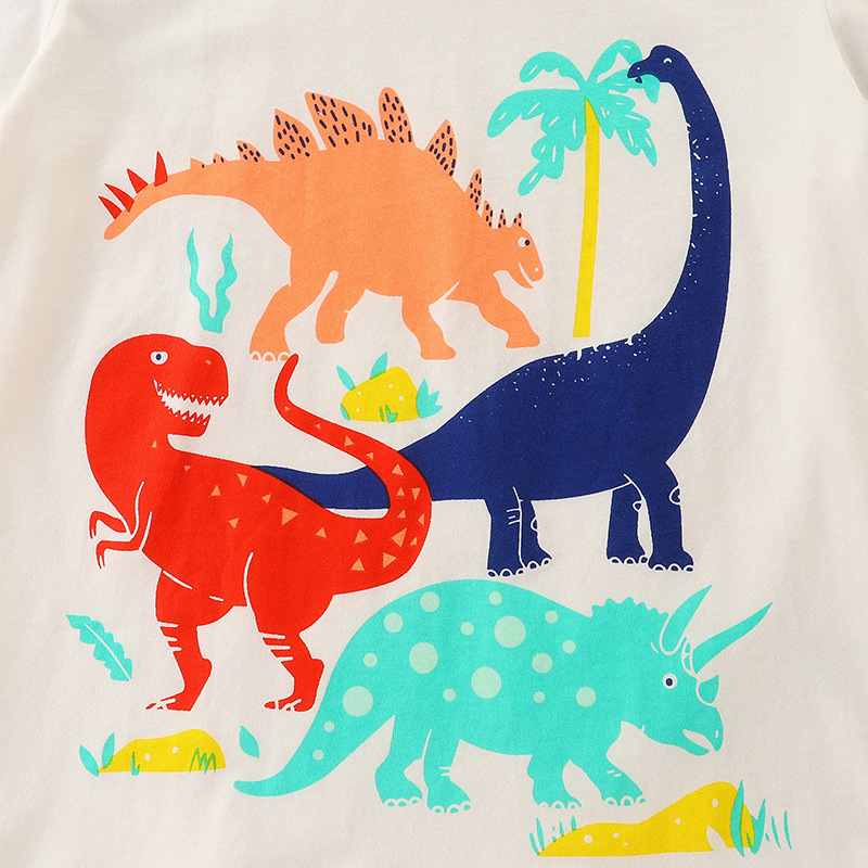 Children Kids Baby Fashion Boys Short Sleeve Cartoon Dinosaur Print T-Shirt