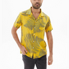 Men Casual Loose Maple Leaf Print Short-Sleeved Shirt