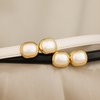 Women Fashion Simple Gold Edge Inlaid Pearl Round Buckle Belt