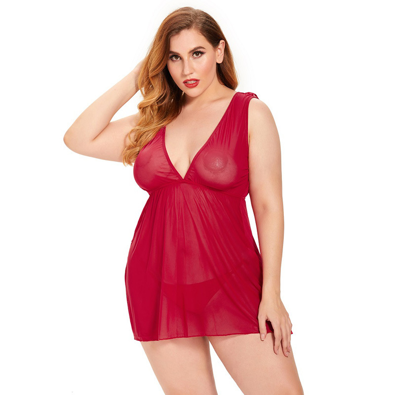 Women Plus Size Lingerie Sexy Lace Nightdress Sleepwear