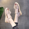 Women Fashion Round Toe Floral Flat Wedge Open Toe Sandals