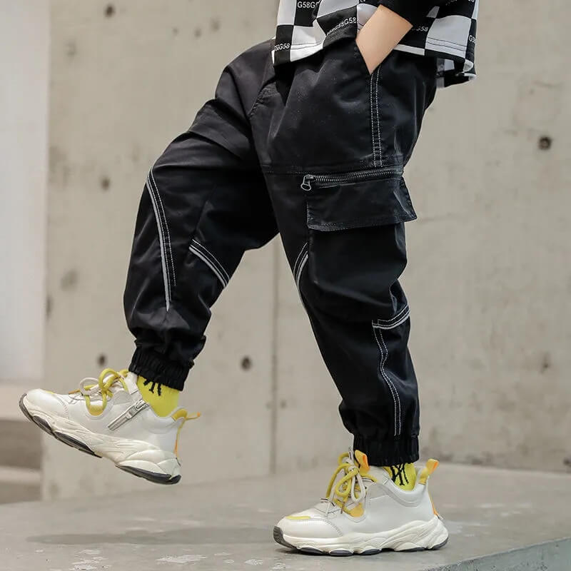 Boys Fashion Big Pocket Design Jogger Pants