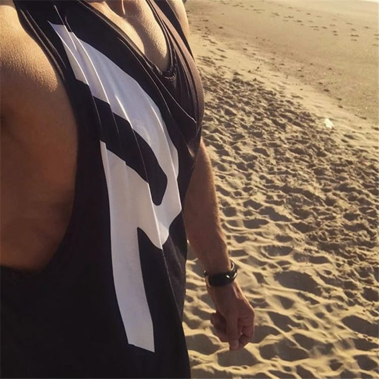 Men Fashion Letter Printed Round Neck Loose Tank