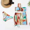 Women Printed One Shoulder Bikini Fashion Three-Piece Swimsuit