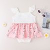 Toddlers Newborn Baby Fashion Girls Ruffle Sleeve Patchwork Rabbit Bodysuit