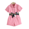 Toddlers Newborn Baby Fashion Girls Short Sleeve Button Solid Color Romper