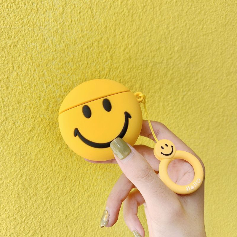 Women Simple Round Smiley Face With Ring Airpods Case ( 2 sets )