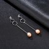 Simple Long Length Design Women Sterling Silver Natural Pearl Earrings